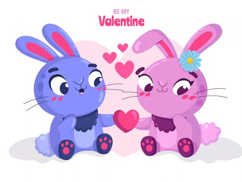 Cute Valentine's Day Bunny Couple Background