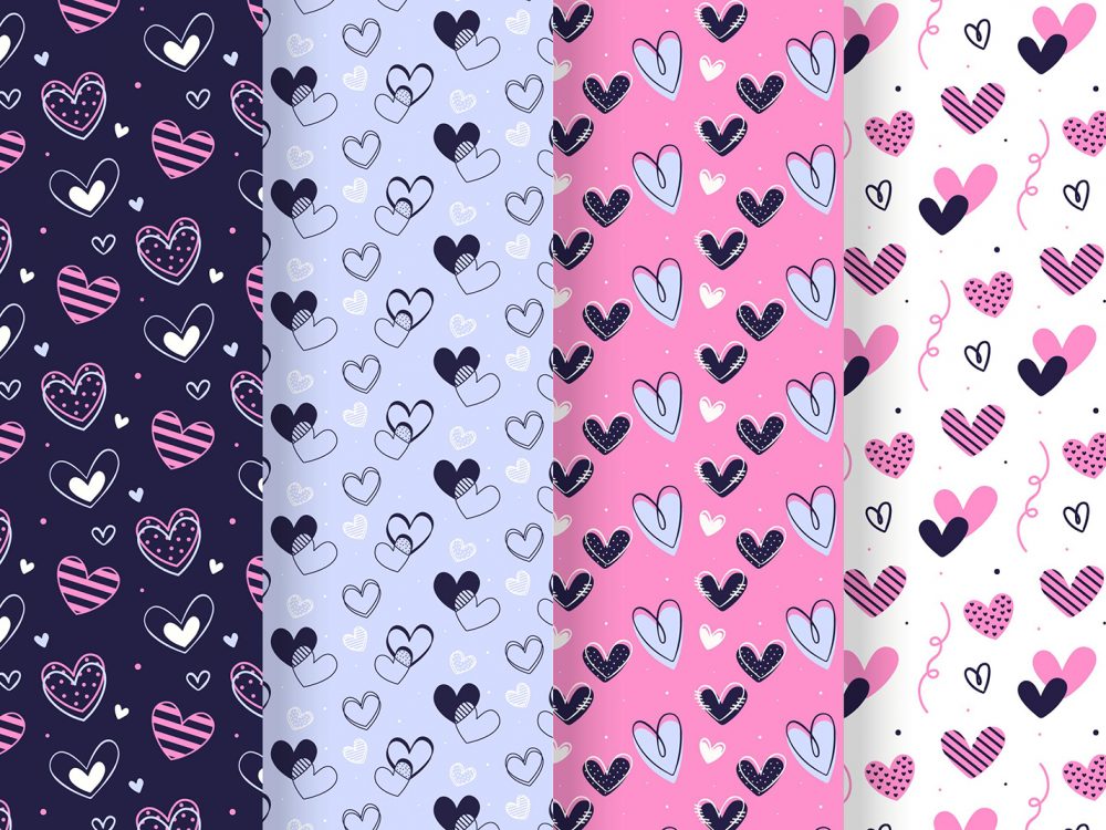 Drawn Valentine's Day Patterns Pack