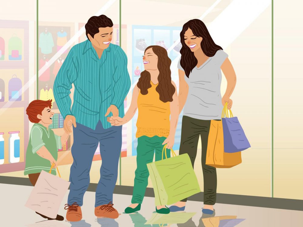 Family Shopping Time Illustration