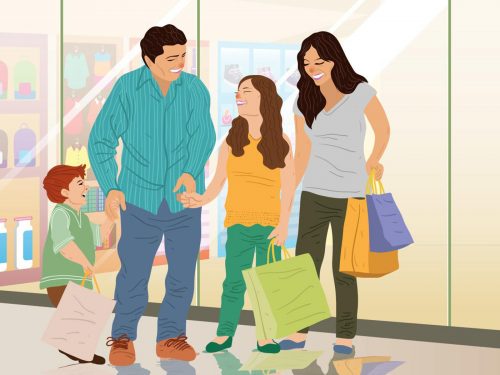 Family Shopping Time Illustration