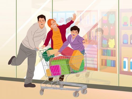 Family Shopping in Supermarket