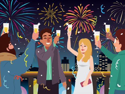 Festivity Party Event at Outdoor Roof Illustration