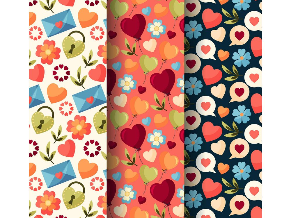 Flat Design Valentines Day Pattern Collection