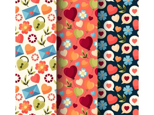 Flat Design Valentines Day Pattern Collection