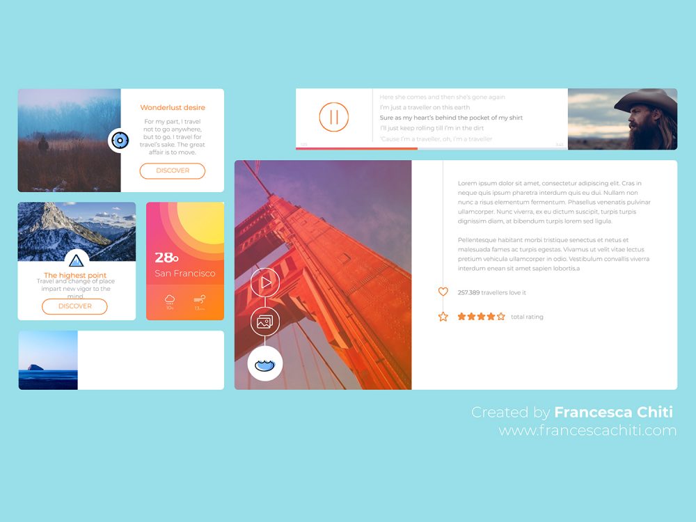 Flat Travel Blog UI Kit