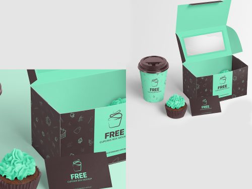 Free Cupcake Box Mockup