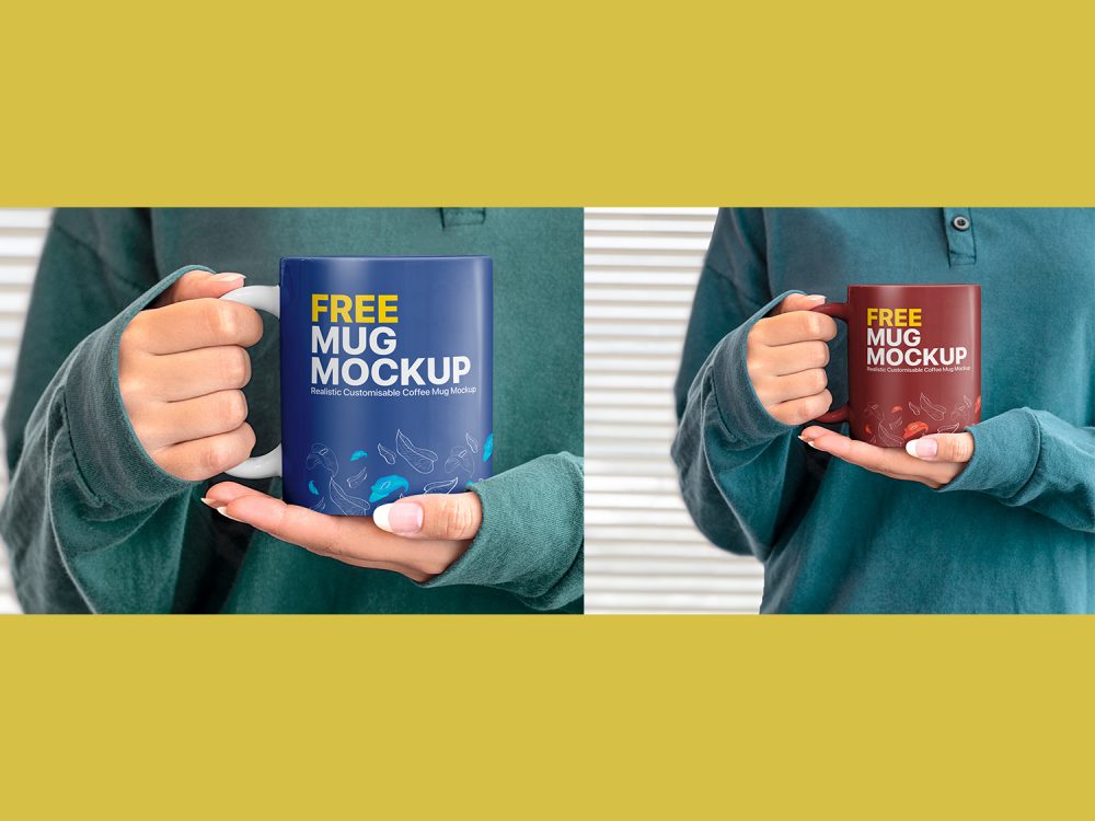Free Hands Holding Mug Mockup