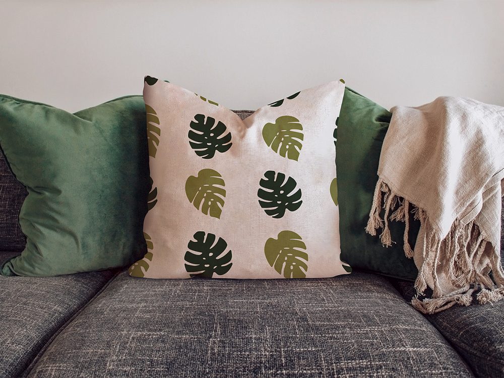Free Pillow Mockup on the Sofa