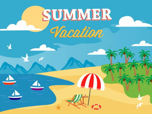 Free Summer Beach Vector Illustration