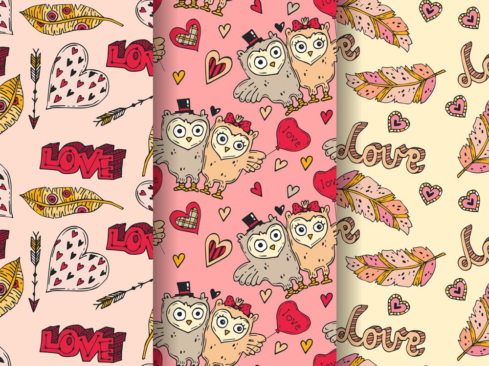 Hand Drawn Valentines Day Pattern Collection