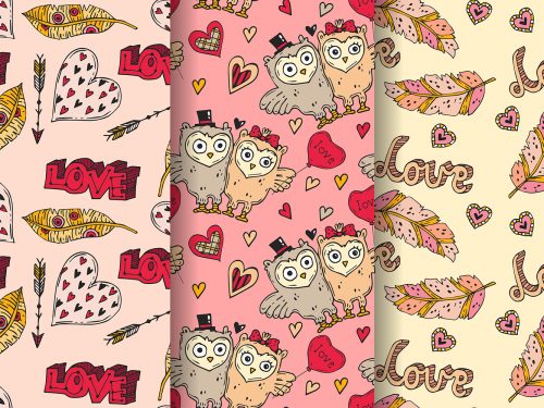 Hand Drawn Valentines Day Pattern Collection