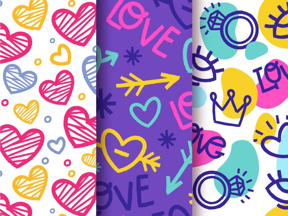 Hand Drawn Valentines Day Pattern Collection