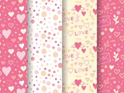 Hand Drawn Valentines Day Pattern Collection