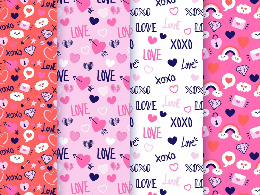 Hand Drawn Valentines Day Pattern Collection