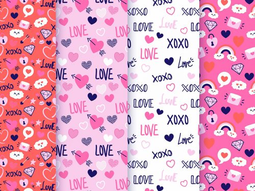 Hand Drawn Valentines Day Pattern Collection