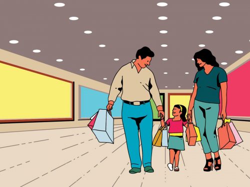 Happy Family Shopping Together