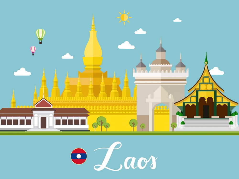 Laos Travel Landscape Illustration