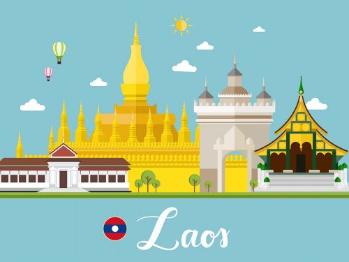 Laos Travel Landscape Illustration