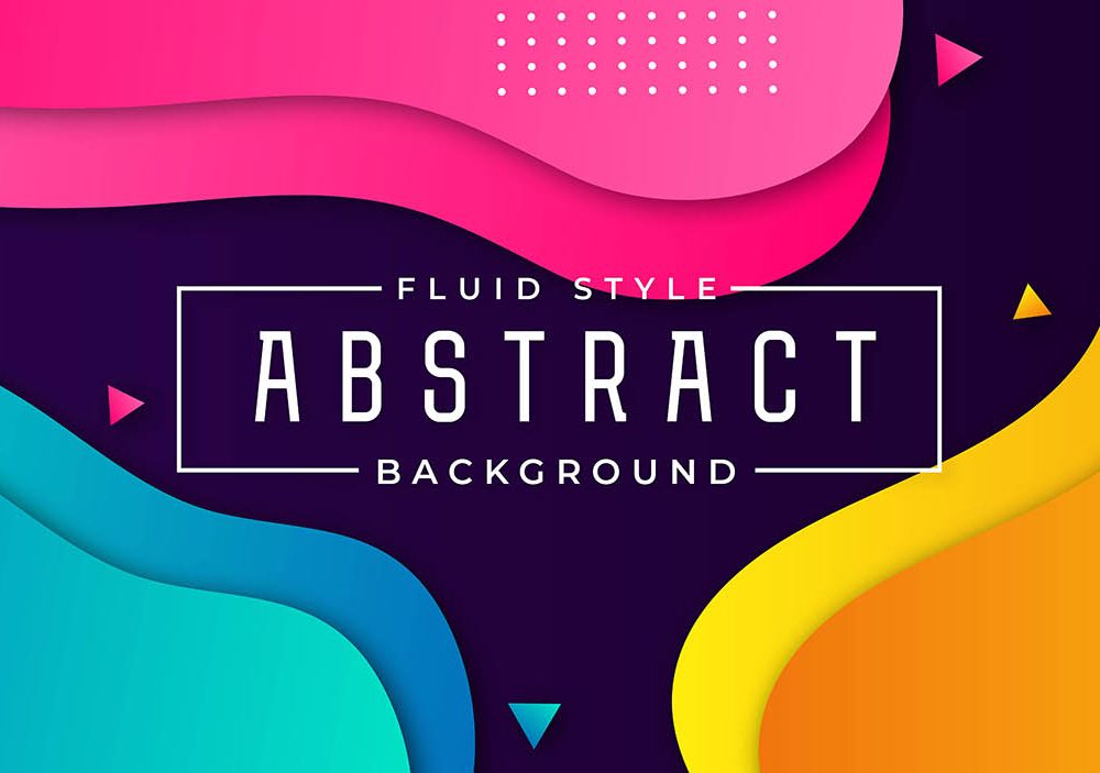 Neon Fluid with Geometric Shapes Background