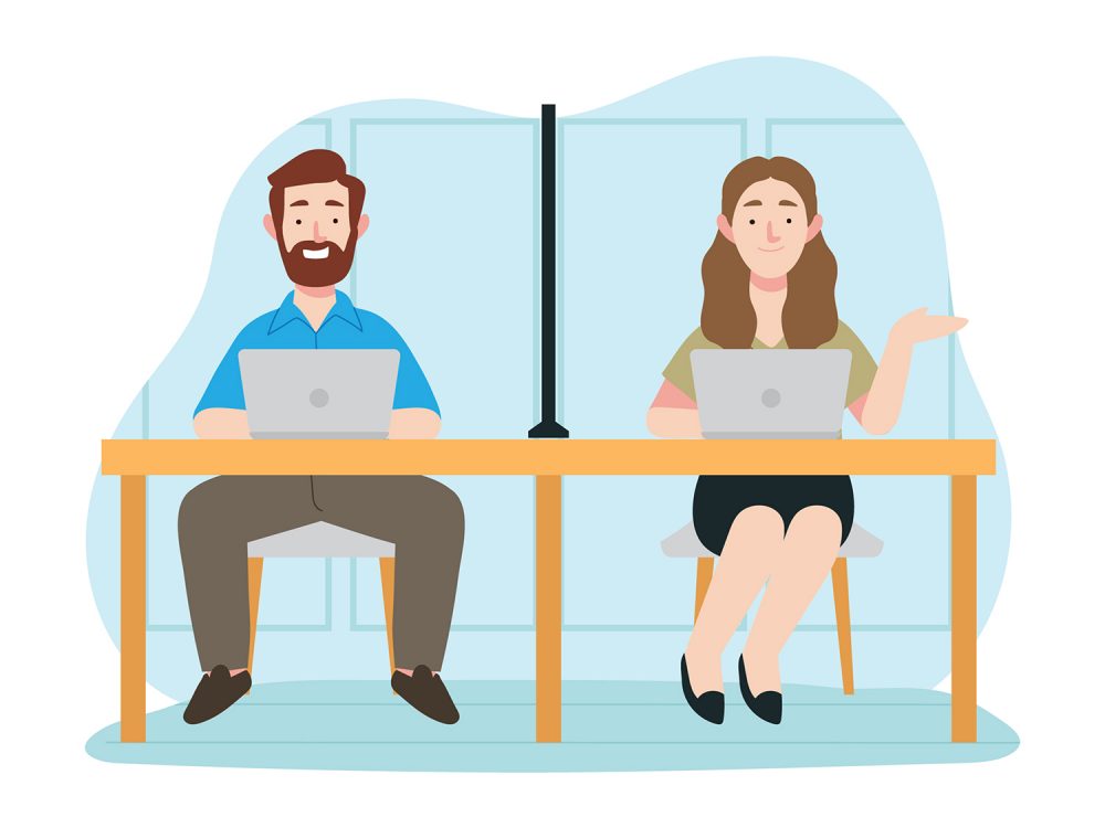 Physical Barrier at Office Illustration