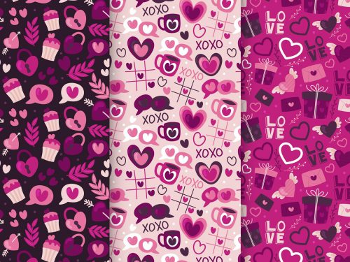 Set of Drawn Valentine's Day Patterns