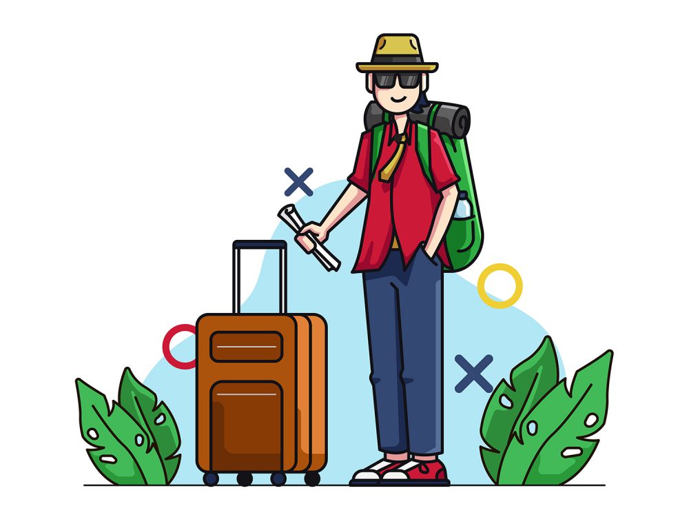Tourism Character with Suitcase Illustration