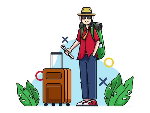 Tourism Character with Suitcase Illustration