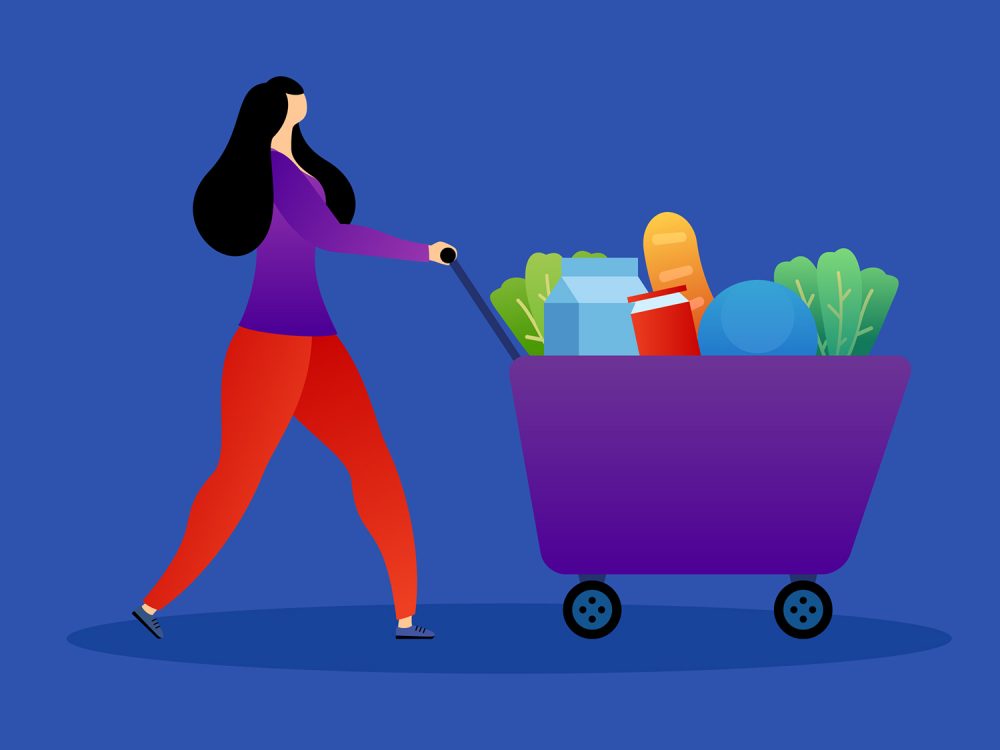 Unique Grocery Shopping Vectors