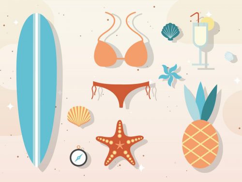 Free Vector Summer Elements & Accessories Illustration