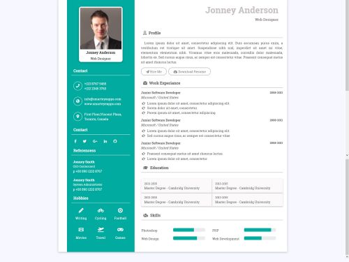 Web Developer Resume HTML Web Template