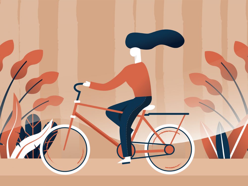 Woman Riding a Bike Illustration