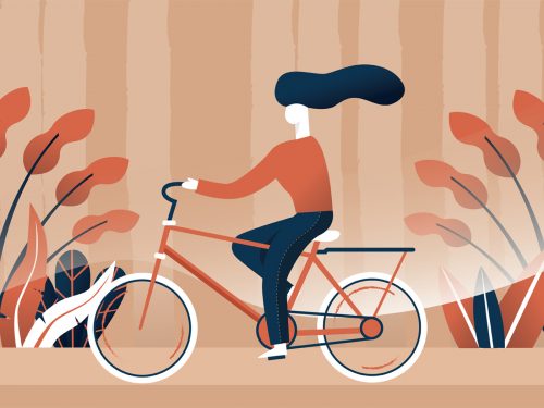 Woman Riding a Bike Illustration