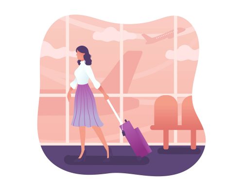 Woman with Suitcase Illustration