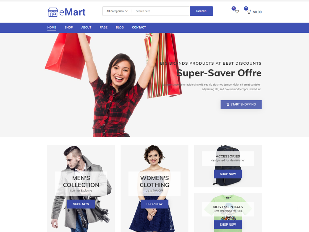 eMart eCommerce Marketplace Website Template theDezign