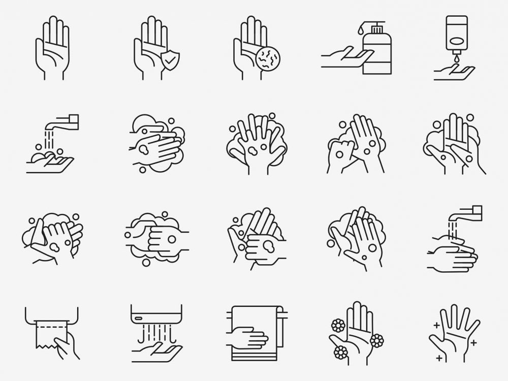 20 Hand Washing Vector Icons