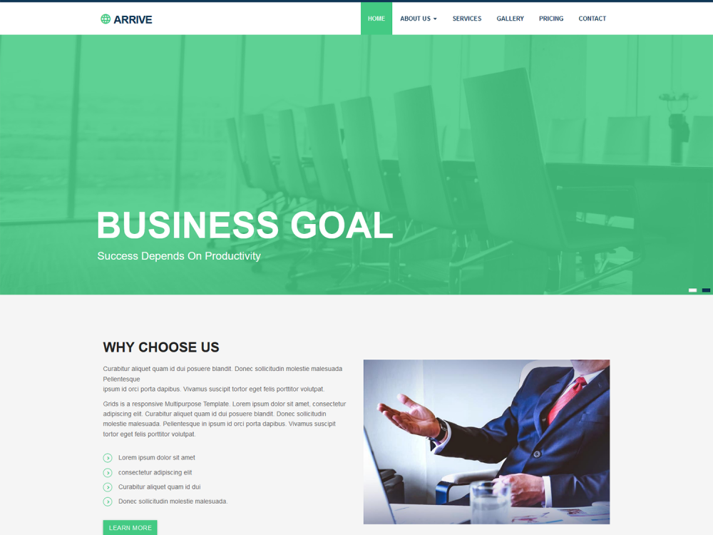 Arrive Business Responsive Website HTML Template