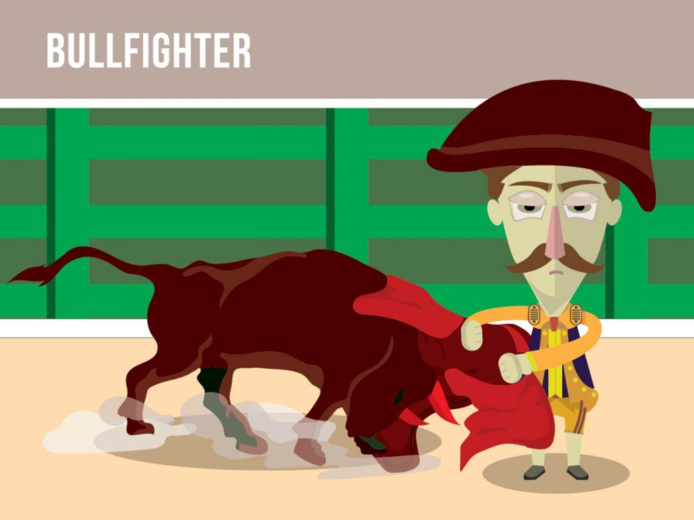 Bull Fighter Cartoon Illustration
