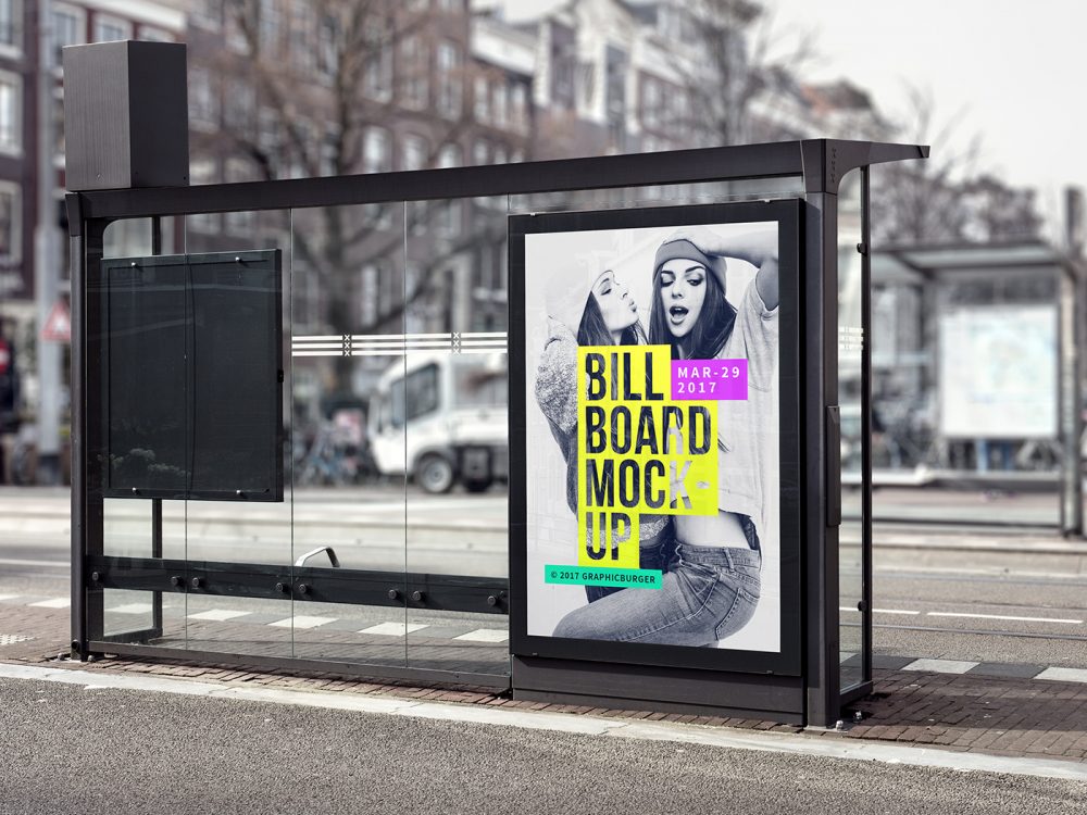 Bus Stop Billboard Mockup