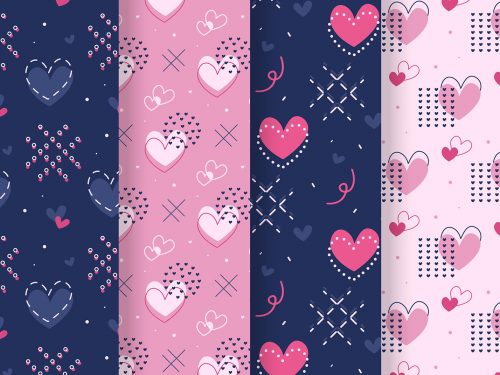 Drawn Valentine's Day Patterns Pack