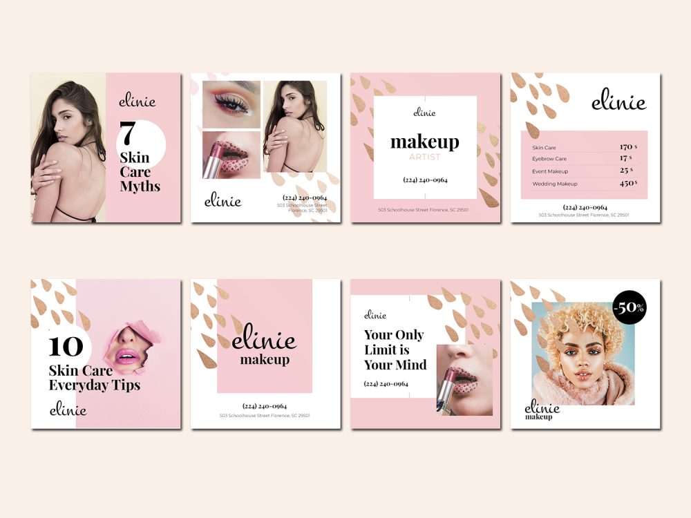 Elinie – Beauty Instagram Post Template PSD