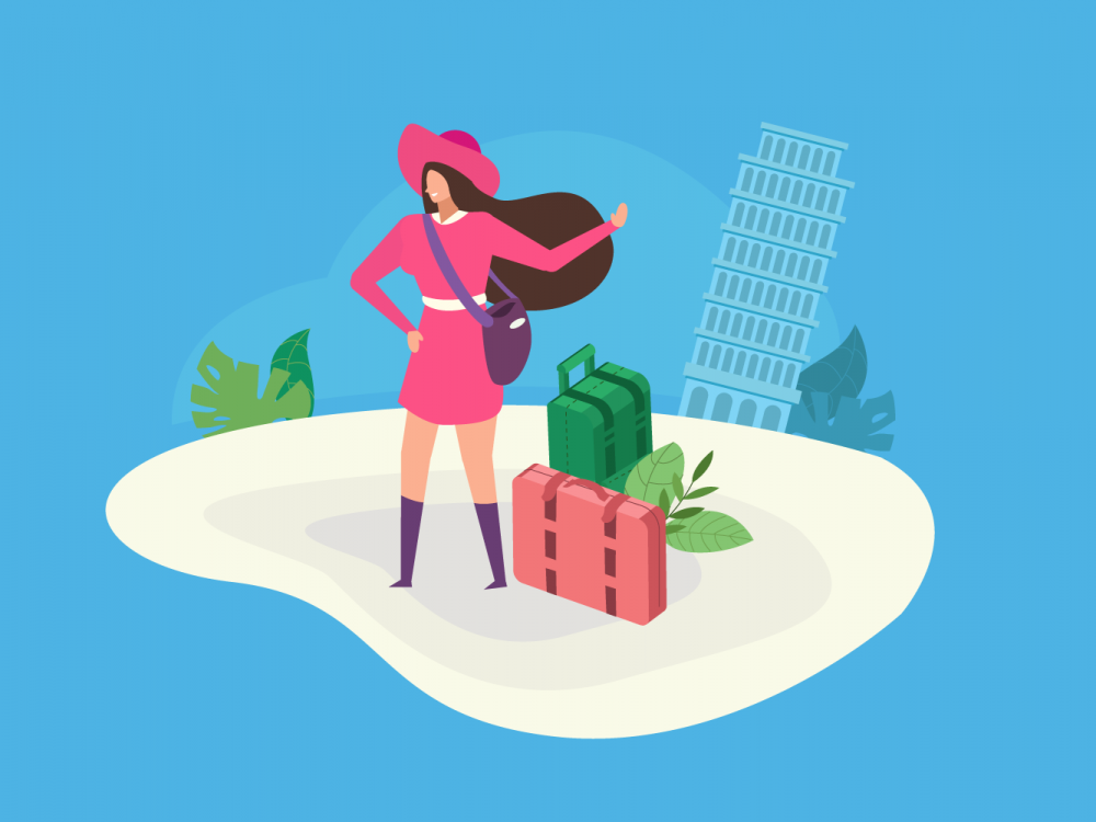 Euro Trip Vacation Vector Illustration