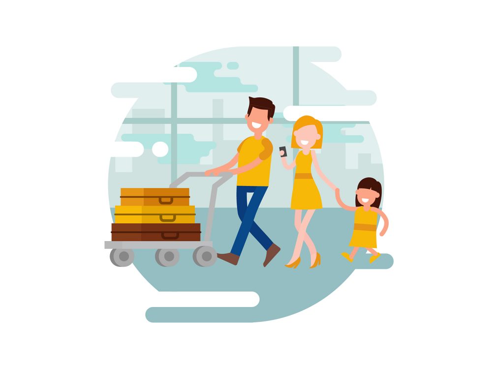 Family Vacation Vector Illustration