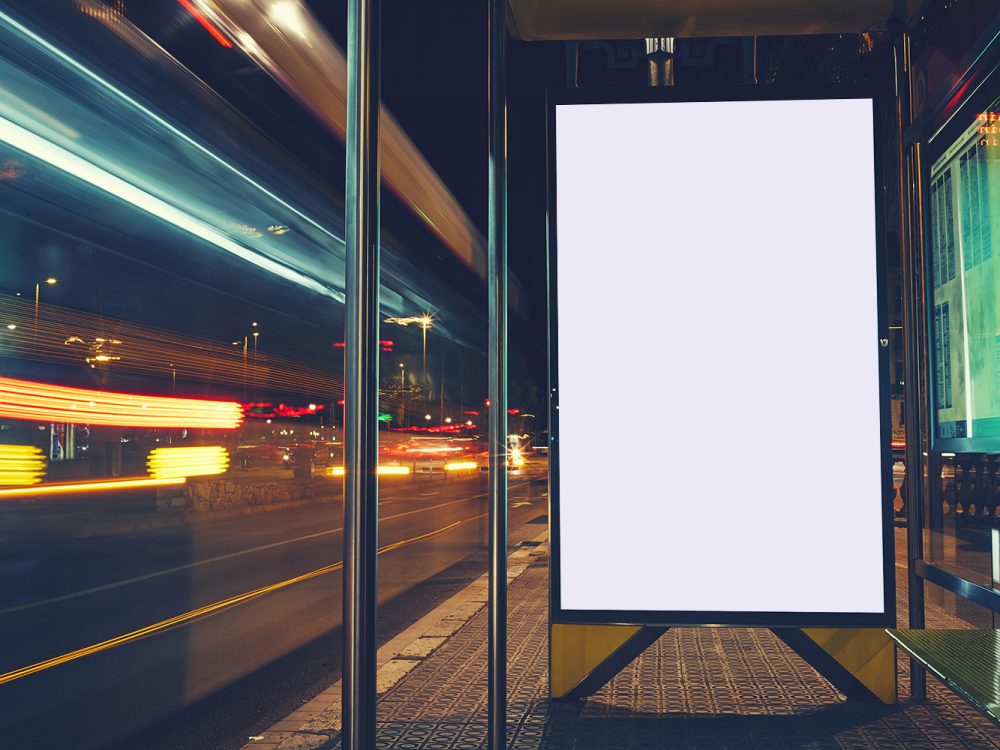 Free Bus Stop Billboard Mockup