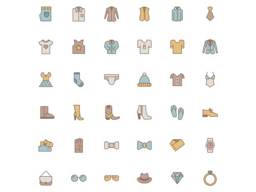 Free Flat Line Fashion Icons Pack