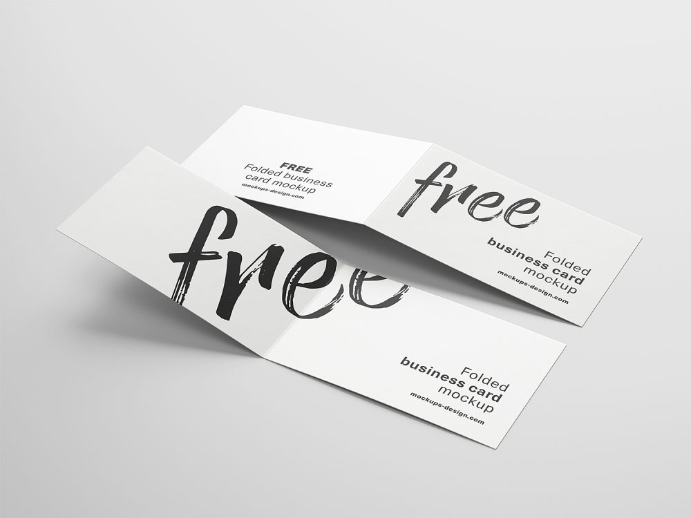 Free Folded Business Cards Mockup