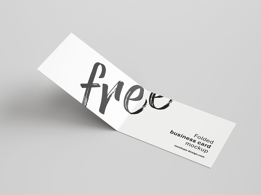Free Folded Business Cards Mockup