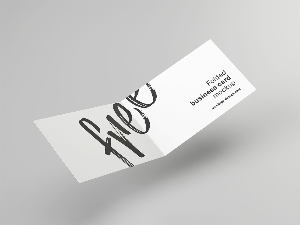 Free Folded Business Cards Mockup