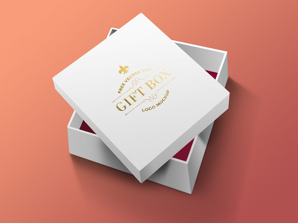 Free Gift Box PSD Mockup