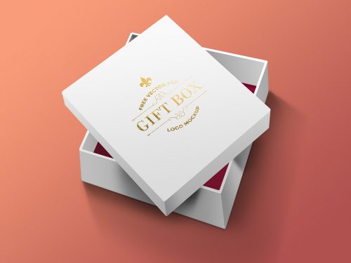 Free Gift Box PSD Mockup