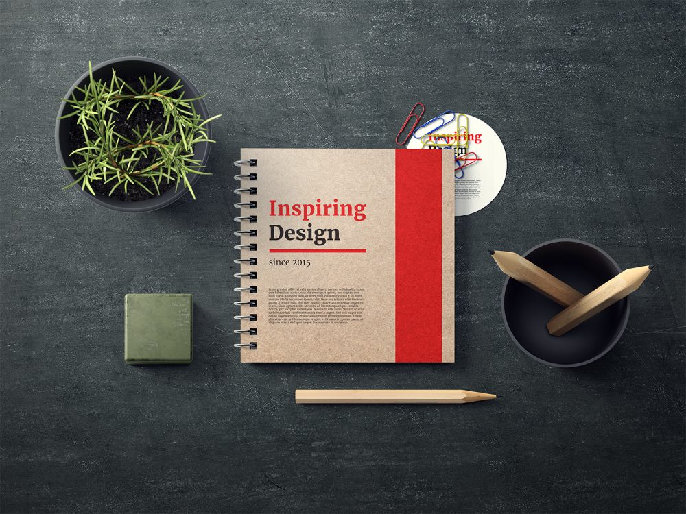 Free Notebook Mockup PSD Template